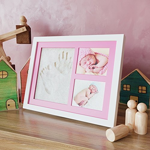 Kit Cadre Photo Empreinte Main Pied Bebe Souvenir De Famille Cadeau De Naissance Pour Garcons Filles Argile Et Cadre Photo En Bois Fixation Au Mur Et