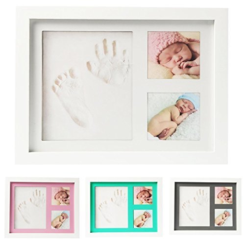 Cadre photo en bois avec imprimés en plâtre pour bébé Plâtre, empreintes de  mains et de pieds